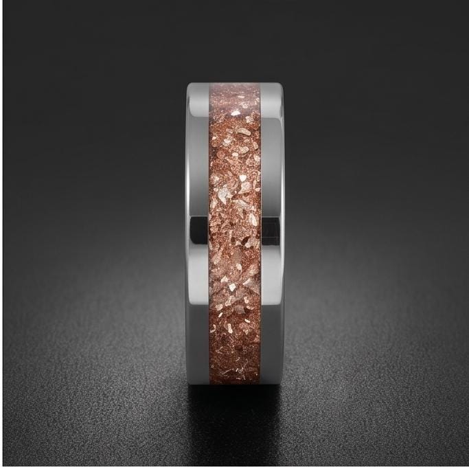 Morganite Ring, Silver Tungsten Ring, Mens Wedding Band, Womens Wedding Ring, Anniversary Gift, Comfort Fit, 4mm Ring, 8mm Ri
