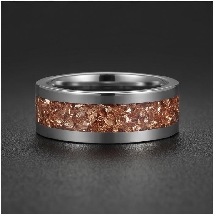 Morganite Ring, Silver Tungsten Ring, Mens Wedding Band, Womens Wedding Ring, Anniversary Gift, Comfort Fit, 4mm Ring, 8mm Ri