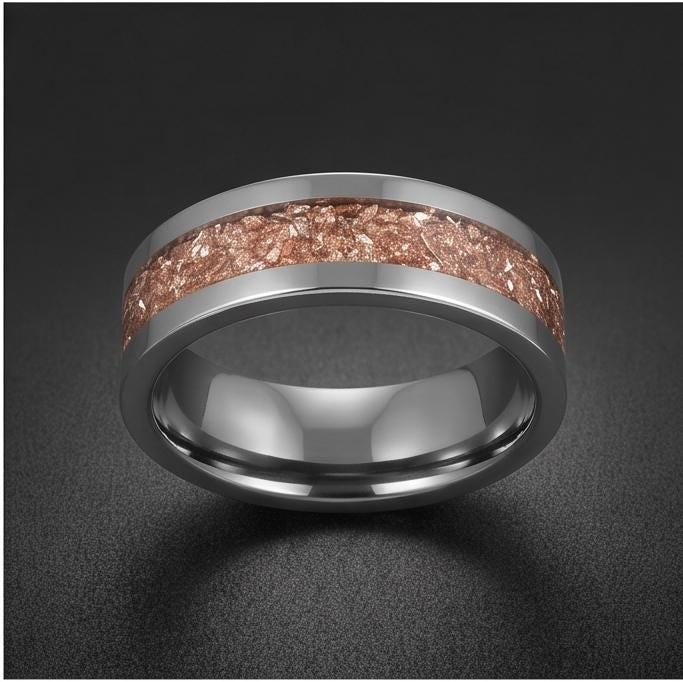 Morganite Ring, Silver Tungsten Ring, Mens Wedding Band, Womens Wedding Ring, Anniversary Gift, Comfort Fit, 4mm Ring, 8mm Ri