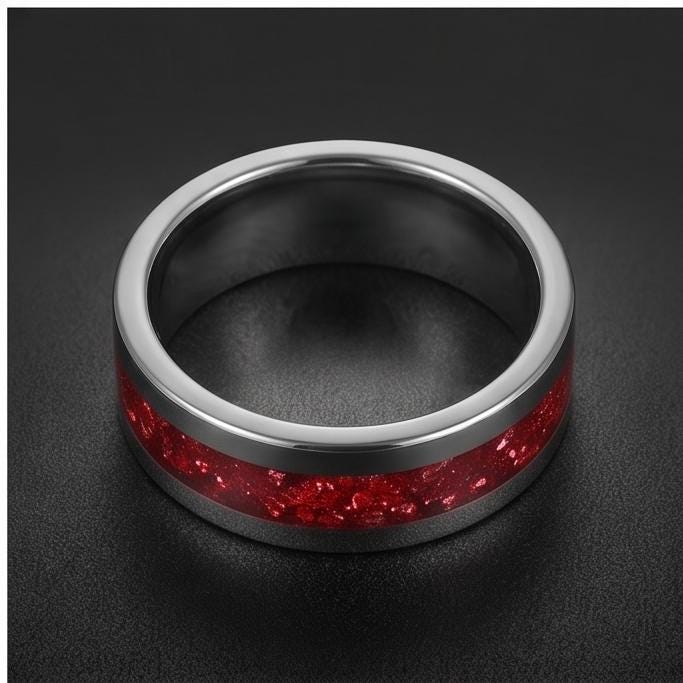 Ruby Ring, Silver Tungsten Ring, Silver Wedding Ring, Mens Wedding Band, Womens Ring, Anniversary Ring, Engagement Ring, 8mm 