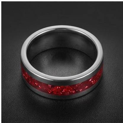 Ruby Ring, Silver Tungsten Ring, Silver Wedding Ring, Mens Wedding Band, Womens Ring, Anniversary Ring, Engagement Ring, 8mm 