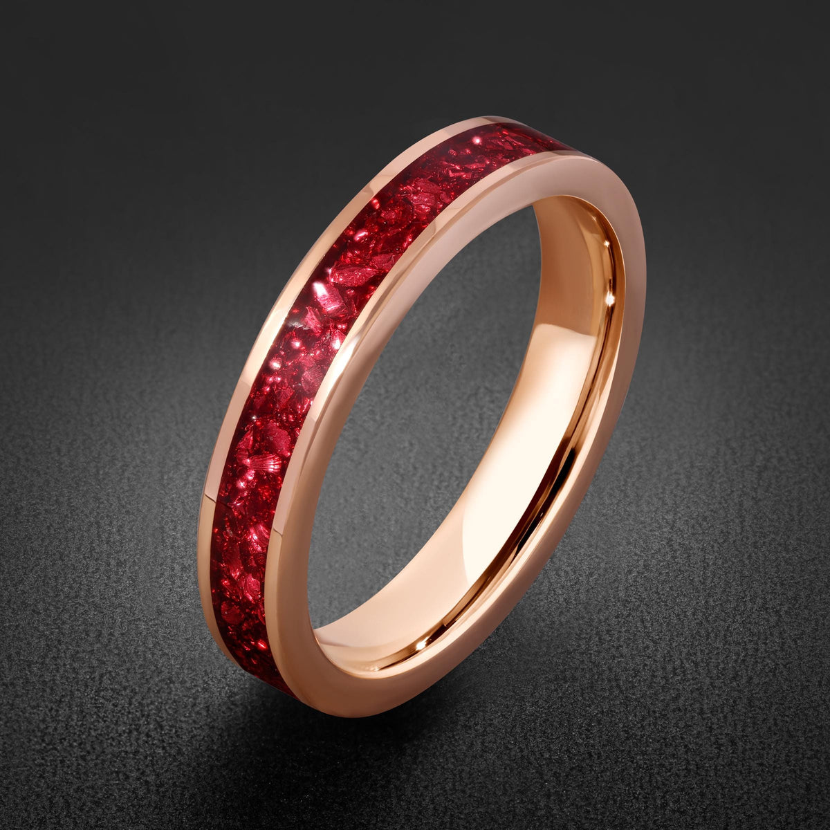 Tungsten Carbide Mens Ring ~ Rose Gold Wedding Band (4mm, 8mm) ~ Ruby Wedding Ring ~ Elegant Promise Ring ~ Engagement Gift ~