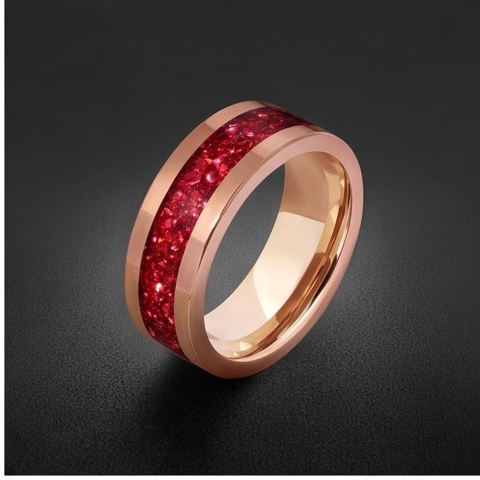 Tungsten Carbide Mens Ring ~ Rose Gold Wedding Band (4mm, 8mm) ~ Ruby Wedding Ring ~ Elegant Promise Ring ~ Engagement Gift ~