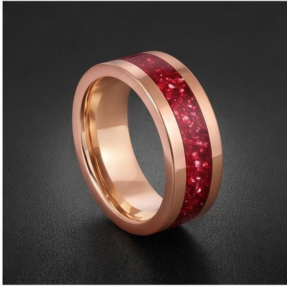 Tungsten Carbide Mens Ring ~ Rose Gold Wedding Band (4mm, 8mm) ~ Ruby Wedding Ring ~ Elegant Promise Ring ~ Engagement Gift ~