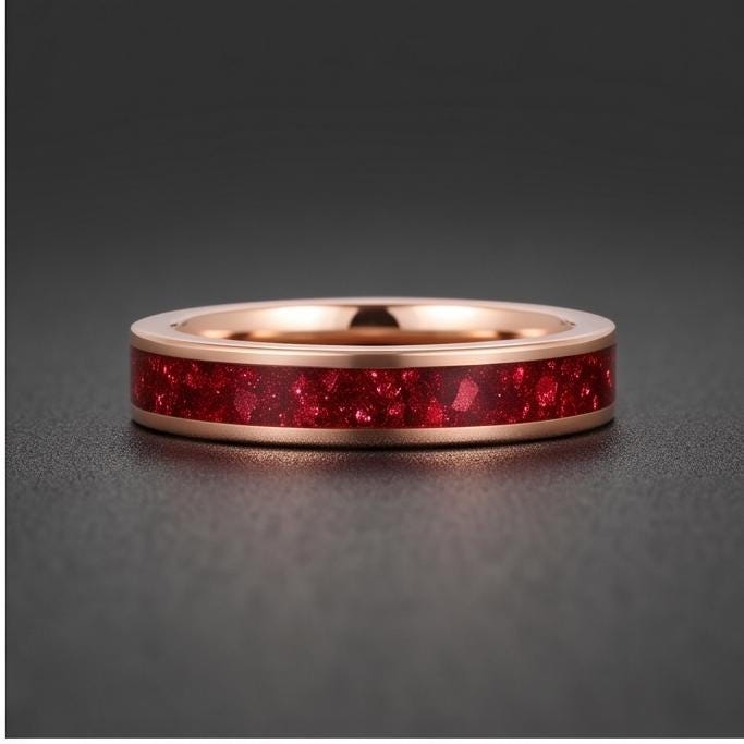 Tungsten Carbide Mens Ring ~ Rose Gold Wedding Band (4mm, 8mm) ~ Ruby Wedding Ring ~ Elegant Promise Ring ~ Engagement Gift ~