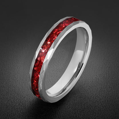 Ruby Ring, Hammered Tungsten Ring, Hammered Silver Ring, Mens Wedding Band, Womens Ring, Anniversary Ring, Engagement Ring, 4