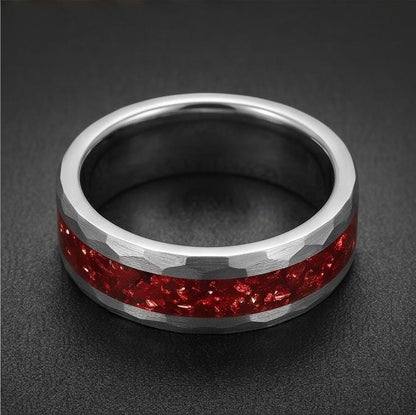 Ruby Ring, Hammered Tungsten Ring, Hammered Silver Ring, Mens Wedding Band, Womens Ring, Anniversary Ring, Engagement Ring, 4