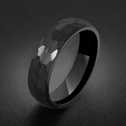 Black Hammered Tungsten Ring | 4mm Thin or 6mm Wide Wedding Band ~ Personalized Brushed Ring With Custom Engraving - image 4