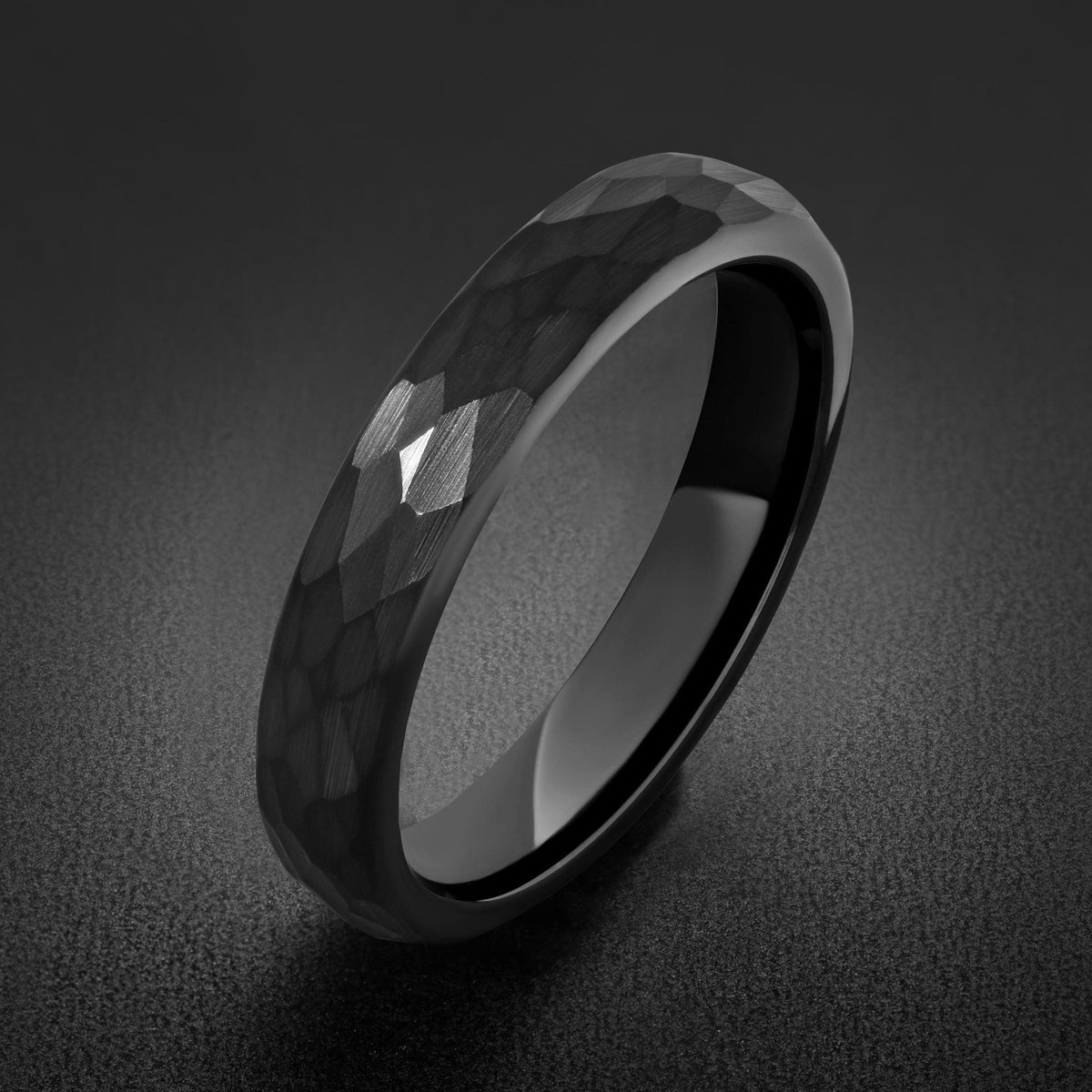 Black Hammered Tungsten Ring | 4mm Thin or 6mm Wide Wedding Band ~ Personalized Brushed Ring With Custom Engraving