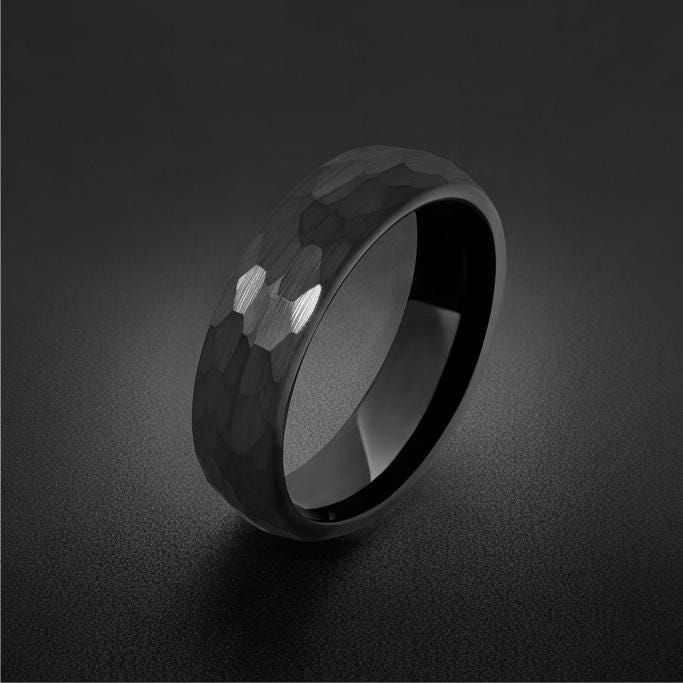 Black Hammered Tungsten Ring | 4mm Thin or 6mm Wide Wedding Band ~ Personalized Brushed Ring With Custom Engraving - image 6