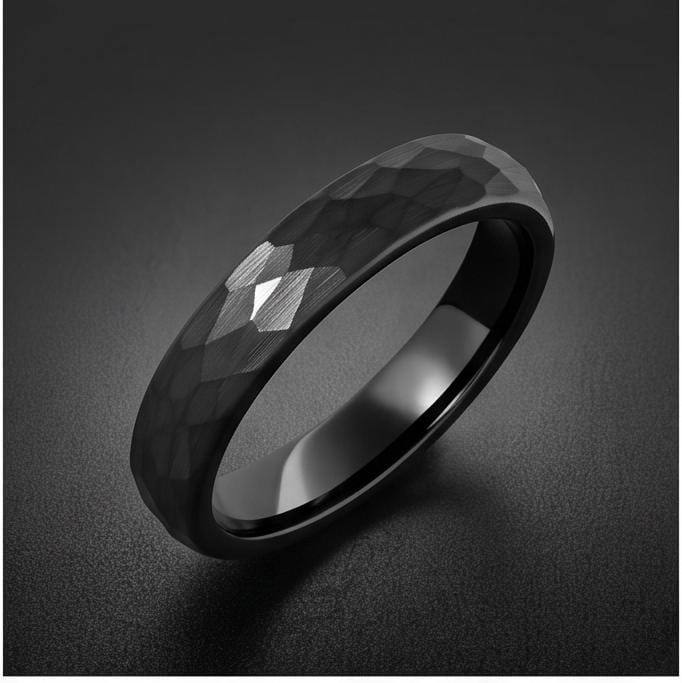 Black Hammered Tungsten Ring | 4mm Thin or 6mm Wide Wedding Band ~ Personalized Brushed Ring With Custom Engraving - image 11