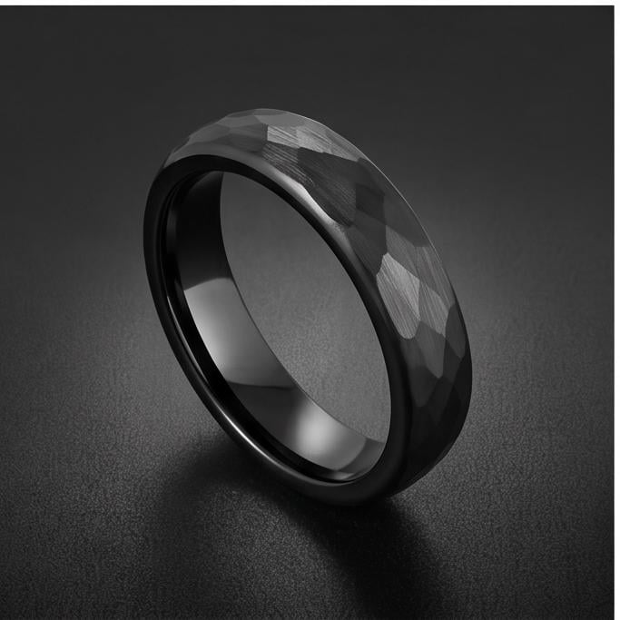 Black Hammered Tungsten Ring | 4mm Thin or 6mm Wide Wedding Band ~ Personalized Brushed Ring With Custom Engraving - image 13