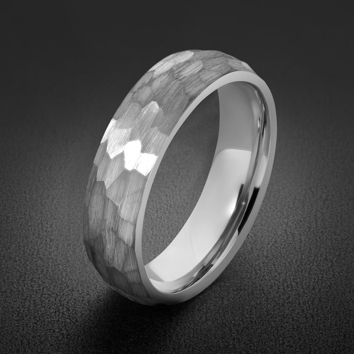 Hammered Mens Wedding Band ~ Hammered Silver Tungsten Ring ~ Modern Engagement Gift for Couple ~ Rustic Wedding Ring ~ Silver