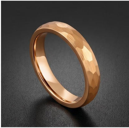 Custom Engraved Gold Tungsten Ring | Personalized Hammered Wedding Band in 4mm or 6mm ~ Personalized Gift for Him or Her - im