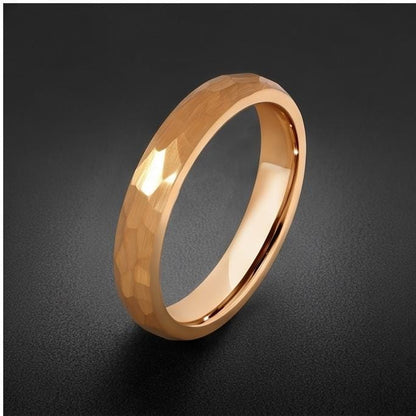Custom Engraved Gold Tungsten Ring | Personalized Hammered Wedding Band in 4mm or 6mm ~ Personalized Gift for Him or Her - im