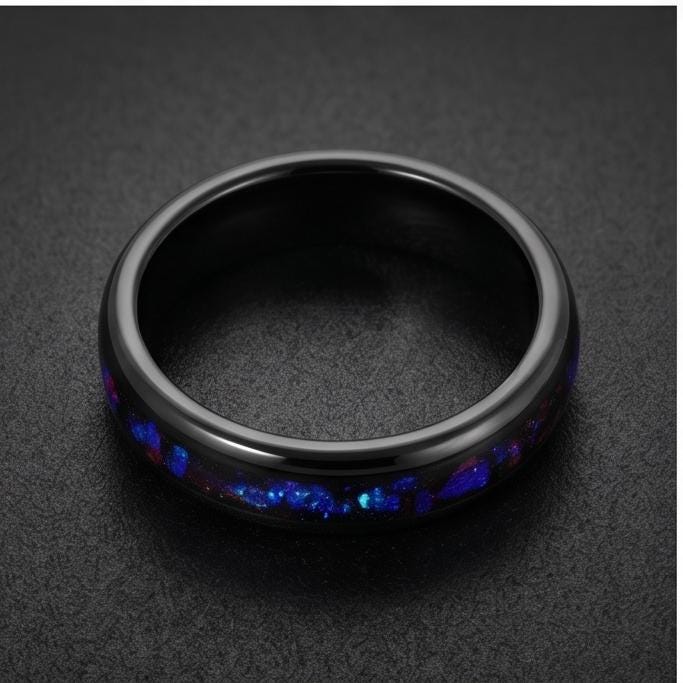 Nebula Ring, Space Ring, Galaxy Ring, Sandstone Ring, Mens Wedding Band, Womens Ring, Anniversary Ring, Engagement Ring, 4mm 