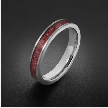Mens Garnet Ring ~ Silver Tungsten Carbide Ring with Garnet | Deep Red Center Stone for Formal Occasions | Contemporary State