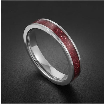 Mens Garnet Ring ~ Silver Tungsten Carbide Ring with Garnet | Deep Red Center Stone for Formal Occasions | Contemporary State