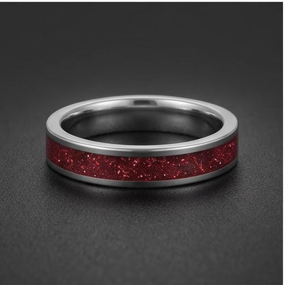 Mens Garnet Ring ~ Silver Tungsten Carbide Ring with Garnet | Deep Red Center Stone for Formal Occasions | Contemporary State