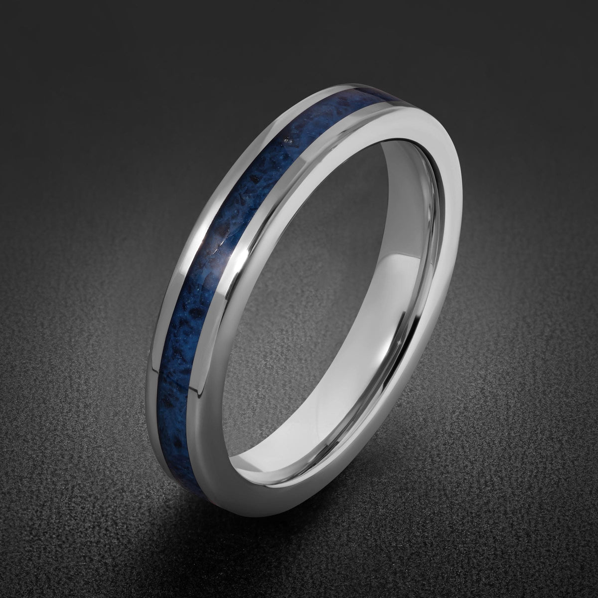Silver Tungsten Sapphire Ring | Unisex Wedding Band ~ Sapphire Tungsten Carbide Ring - Anniversary Gift For Him Her, Mens Wom