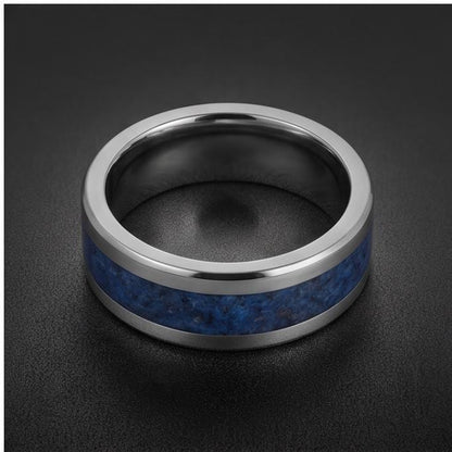 Silver Tungsten Sapphire Ring | Unisex Wedding Band ~ Sapphire Tungsten Carbide Ring - Anniversary Gift For Him Her, Mens Wom
