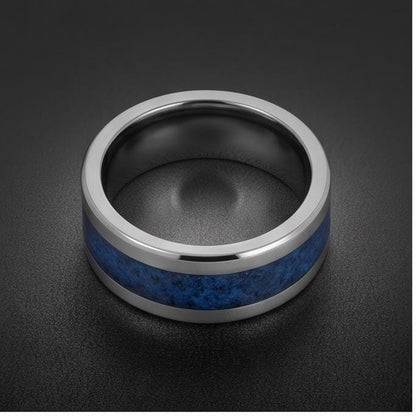 Blue Sapphire Tungsten Carbide Ring ~ Silver Sapphire Inlay ~ 4mm, 8mm Widths Ring ~ September Birthstone Ring ~ Modern Sapph