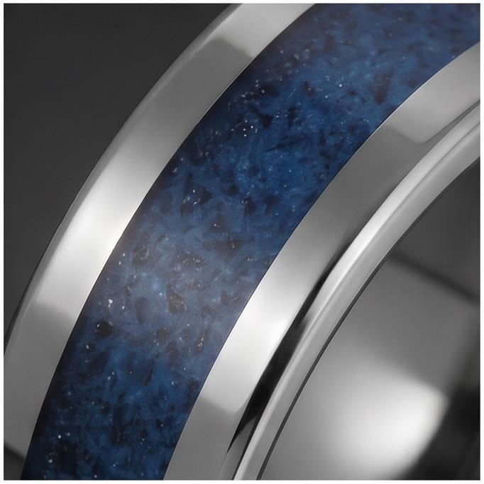 Blue Sapphire Tungsten Carbide Ring ~ Silver Sapphire Inlay ~ 4mm, 8mm Widths Ring ~ September Birthstone Ring ~ Modern Sapph