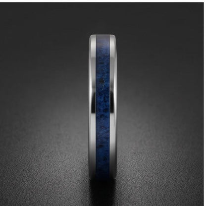 Blue Sapphire Tungsten Carbide Ring ~ Silver Sapphire Inlay ~ 4mm, 8mm Widths Ring ~ September Birthstone Ring ~ Modern Sapph