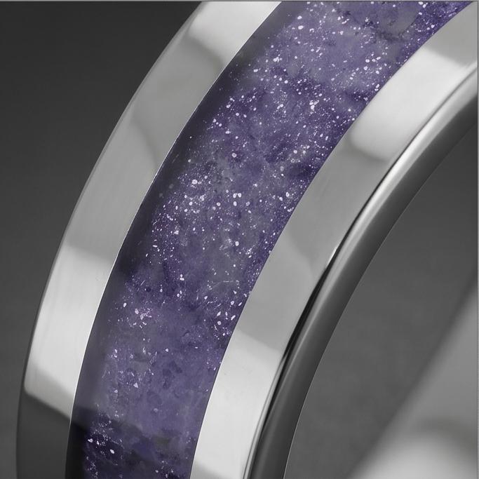 Silver Tungsten Ring with Tanzanite | Deep Blue Violet Wedding Band for Modern Couples | Durable Sparkling Timeless Anniversa