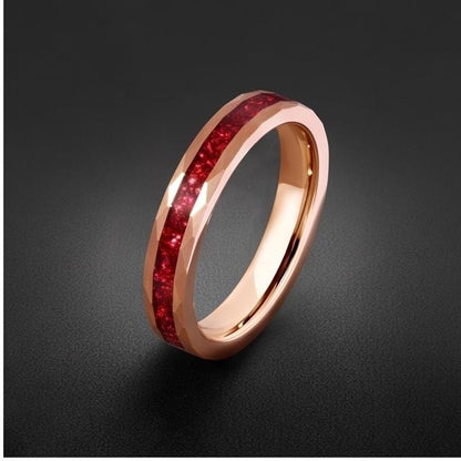 Hammered Rose Gold Ruby Ring | Handcrafted Elegant Ruby Jewelry ~ Rose Gold Statement Ring - Anniversary Birthday Gift For He