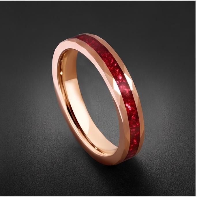 Hammered Rose Gold Ruby Ring | Handcrafted Elegant Ruby Jewelry ~ Rose Gold Statement Ring - Anniversary Birthday Gift For He