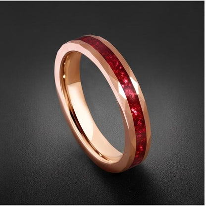 Hammered Rose Gold Ruby Ring | Handcrafted Elegant Ruby Jewelry ~ Rose Gold Statement Ring - Anniversary Birthday Gift For He