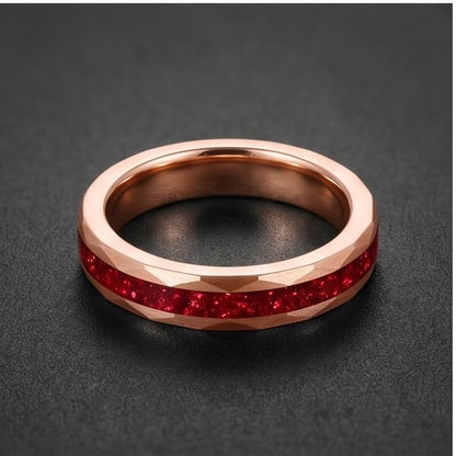 Hammered Rose Gold Ruby Ring | Handcrafted Elegant Ruby Jewelry ~ Rose Gold Statement Ring - Anniversary Birthday Gift For He