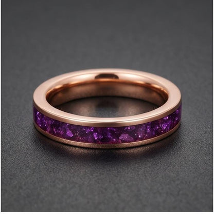 Amethyst Tungsten Ring ~ Rose Gold Wedding Band (4mm & 8mm Width) ~ Purple Gemstone Statement Jewelry ~ Unique Anniversary Gi