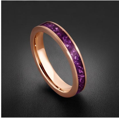 Amethyst Tungsten Ring ~ Rose Gold Wedding Band (4mm & 8mm Width) ~ Purple Gemstone Statement Jewelry ~ Unique Anniversary Gi