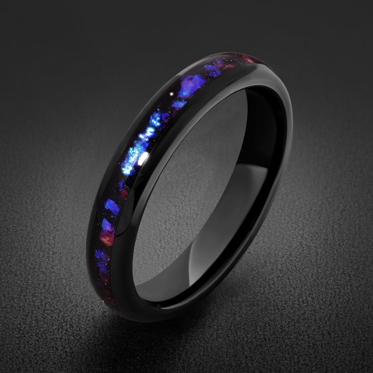 Nebula Tungsten Black Carbide Ring ~ Sandstone Galaxy Wedding Band (4mm 8mm) ~ Unisex Cosmic Anniversary Promise Gift for Her