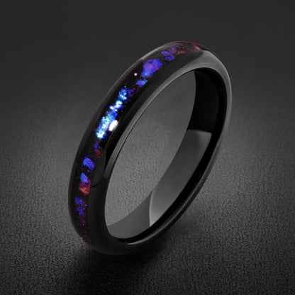 Nebula Tungsten Black Carbide Ring ~ Sandstone Galaxy Wedding Band (4mm 8mm) ~ Unisex Cosmic Anniversary Promise Gift for Her