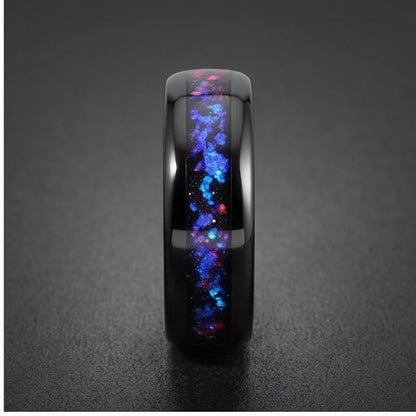 Nebula Tungsten Black Carbide Ring ~ Sandstone Galaxy Wedding Band (4mm 8mm) ~ Unisex Cosmic Anniversary Promise Gift for Her