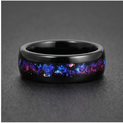 Nebula Tungsten Black Carbide Ring ~ Sandstone Galaxy Wedding Band (4mm 8mm) ~ Unisex Cosmic Anniversary Promise Gift for Her