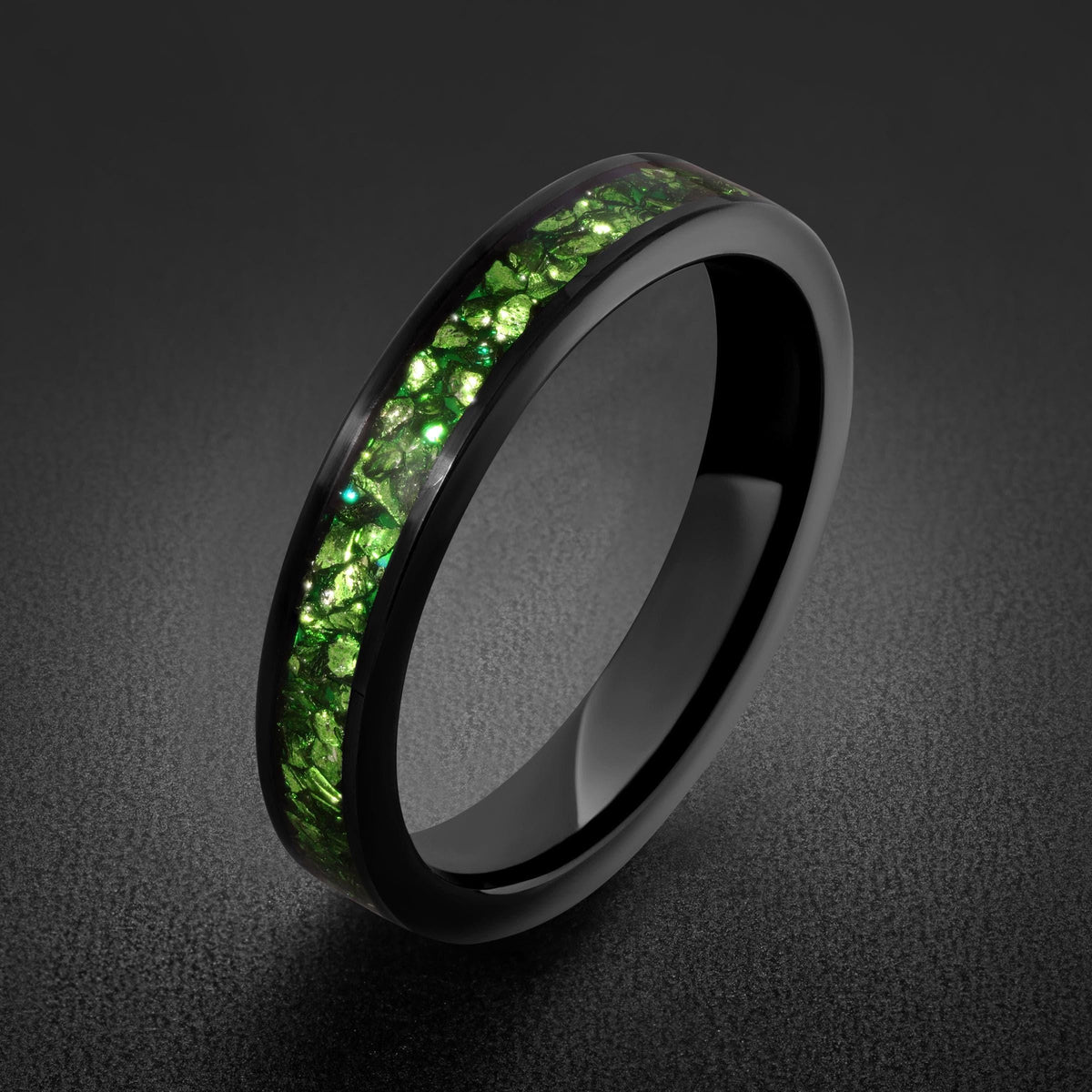 Black Emerald Ring ~ Black Tungsten Carbide Ring ~ Gothic Black Wedding Ring ~ Witchy Wedding Band ~ Fall Womens Ring ~ Black