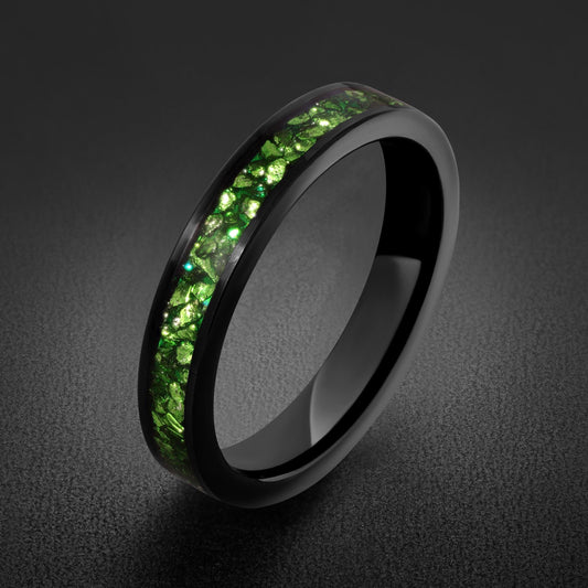 Black Emerald Ring ~ Black Tungsten Carbide Ring ~ Gothic Black Wedding Ring ~ Witchy Wedding Band ~ Fall Womens Ring ~ Black