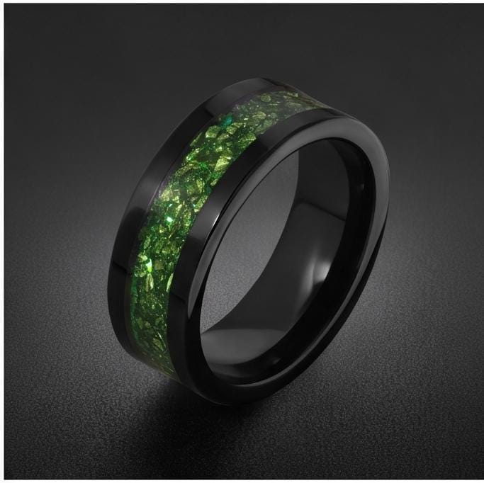 Black Emerald Ring ~ Black Tungsten Carbide Ring ~ Gothic Black Wedding Ring ~ Witchy Wedding Band ~ Fall Womens Ring ~ Black