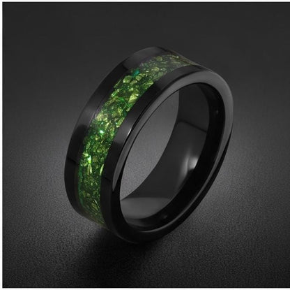 Black Emerald Ring ~ Black Tungsten Carbide Ring ~ Gothic Black Wedding Ring ~ Witchy Wedding Band ~ Fall Womens Ring ~ Black