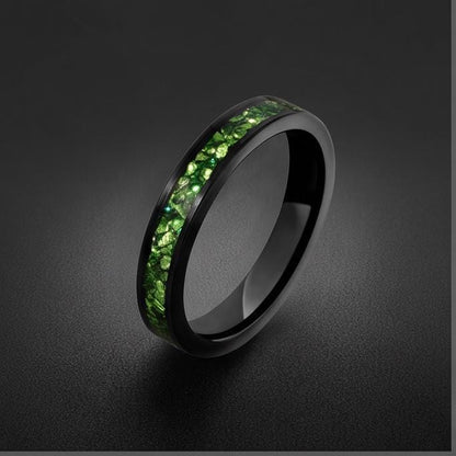 Black Emerald Ring ~ Black Tungsten Carbide Ring ~ Gothic Black Wedding Ring ~ Witchy Wedding Band ~ Fall Womens Ring ~ Black