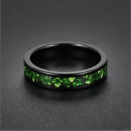 Black Emerald Ring ~ Black Tungsten Carbide Ring ~ Gothic Black Wedding Ring ~ Witchy Wedding Band ~ Fall Womens Ring ~ Black