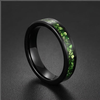 Black Emerald Ring ~ Black Tungsten Carbide Ring ~ Gothic Black Wedding Ring ~ Witchy Wedding Band ~ Fall Womens Ring ~ Black