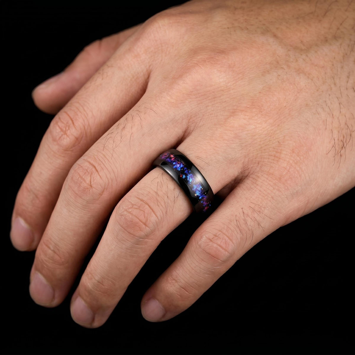 Nebula Ring, Space Ring, Galaxy Ring, Sandstone Ring, Mens Wedding Band, Womens Ring, Anniversary Ring, Engagement Ring, 4mm 