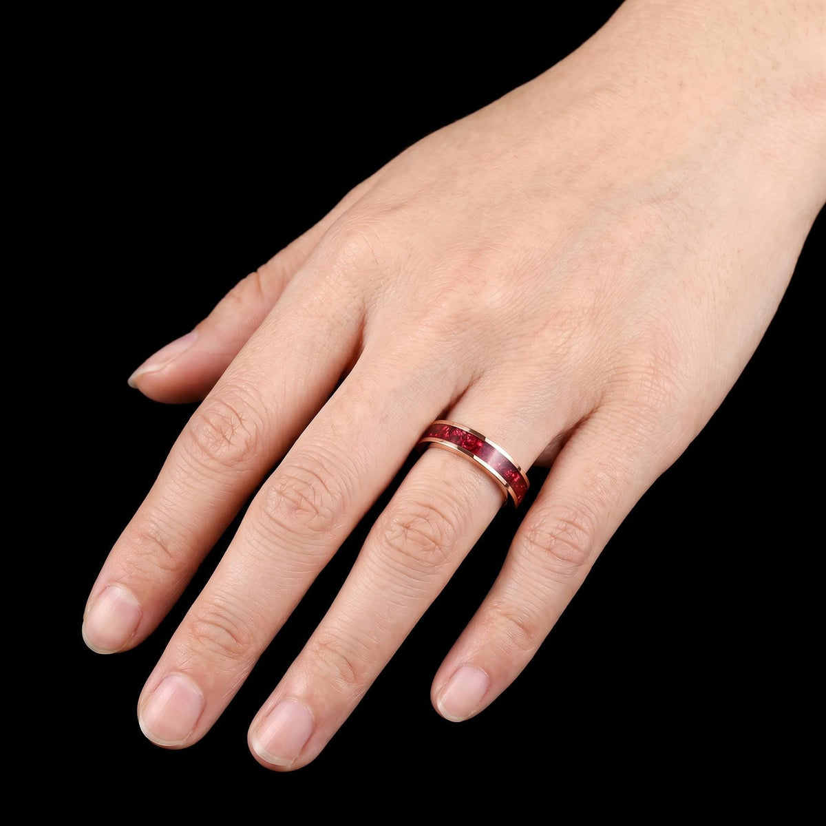Tungsten Carbide Mens Ring ~ Rose Gold Wedding Band (4mm, 8mm) ~ Ruby Wedding Ring ~ Elegant Promise Ring ~ Engagement Gift ~