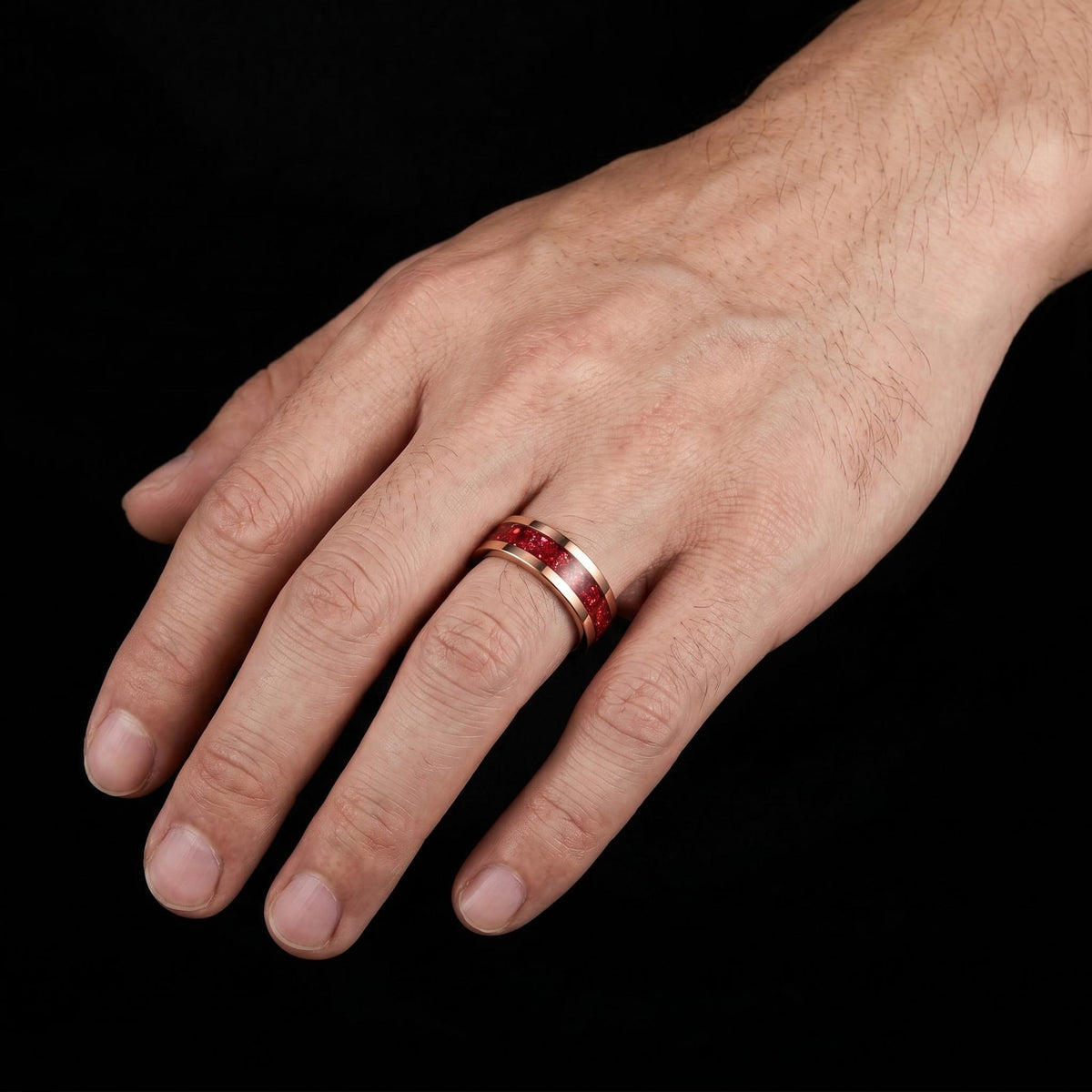 Tungsten Carbide Mens Ring ~ Rose Gold Wedding Band (4mm, 8mm) ~ Ruby Wedding Ring ~ Elegant Promise Ring ~ Engagement Gift ~