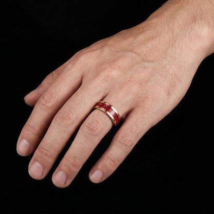 Tungsten Carbide Mens Ring ~ Rose Gold Wedding Band (4mm, 8mm) ~ Ruby Wedding Ring ~ Elegant Promise Ring ~ Engagement Gift ~